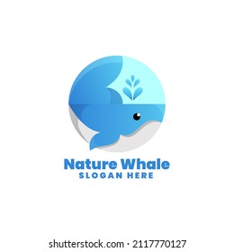 Vector Logo Illustration Whale Gradient Colorful Style.
