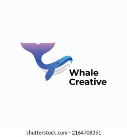 Vector Logo Illustration Whale Gradient Colorful Style.