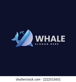 Logo del vector Ilustración Estilo de color gradiente de ballena