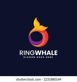 Vector Logo Illustration Whale Gradient Colorful Style.