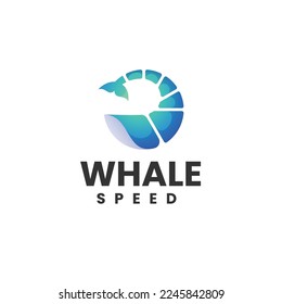 Vector Logo Illustration Whale Gradient Colorful Style.