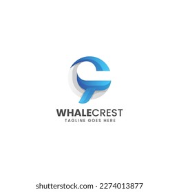 Logo Vector Ilustración Estilo de color gradiente de ballena.