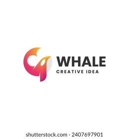 Vector Logo Illustration Whale Gradient Colorful Style