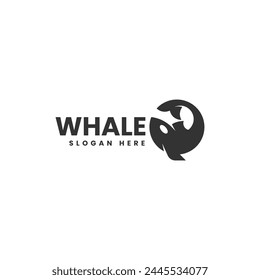 Vector Logo Illustration Whale Silhouette Style