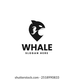 Estilo de silhueta de baleia ilustração de logotipo de vetor