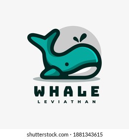 Logo Vector Ilustración Estilo de mascota simple ballena.