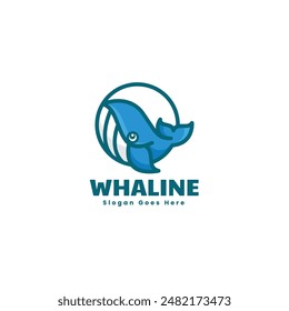 Vector Logo Ilustración Ballena Simple Estilo Mascota