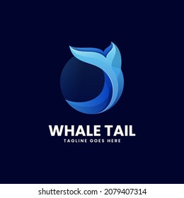 Vector Logo Illustration Whale Tail Gradient Colorful Style.