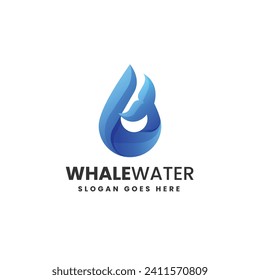 Logo del vector Ilustración Estilo colorido gradiente de agua de ballena