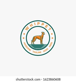 Vector Logo Illustration Whippet pose Vintage Badge