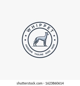 Vector Logo Illustration Whippet pose Vintage Badge