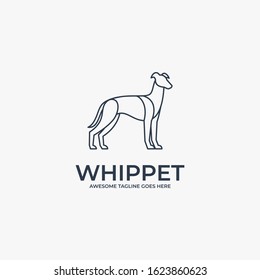 Vector Logo Illustration Whippet pose Line Art