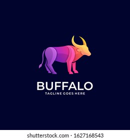 Vector Logo Illustration Wild Buffalo Gradient Colorful