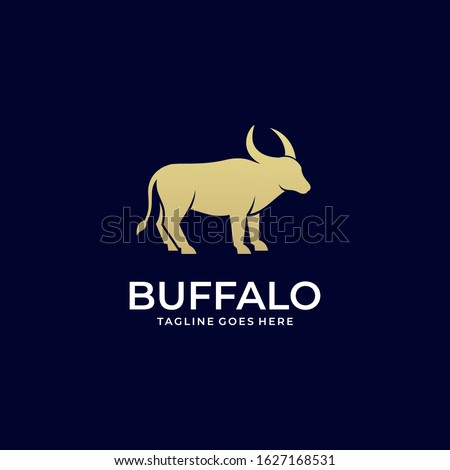 Vector Logo Illustration Wild Buffalo Silhouette