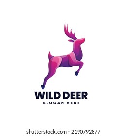 Vector logo illustration Wild Deer gradient colorful style