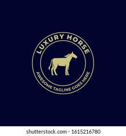 Vector Logo Illustration Wild Horse Vintage Badge