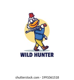 Vektorlogo Illustration Wild Hunter Mascot Cartoon Style.
