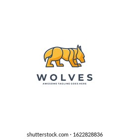 Vector Logo Illustration Wild Wolves Line Art Style
