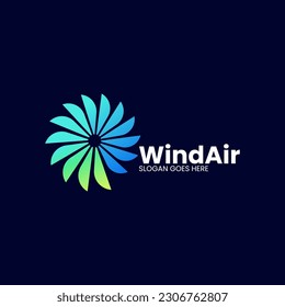 Vector Logo Illustration Windmill Gradient Colorful Style