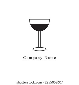 Vector logo illustration wine glass creative simpel design
