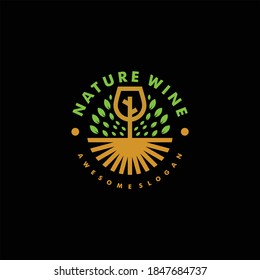 Logo Vector Ilustración Estilo de arte de la línea de vinos.