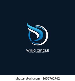 Vector Logo Illustration Wing Circle Gradient Colorful Style