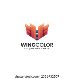 Vector Logo Illustration Wing Gradient Colorful Style