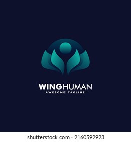 Vector Logo Illustration Wing Human Gradient Colorful Style.