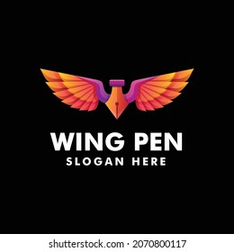 Ilustración del logotipo vectorial Estilo de color gradiente de la pluma.