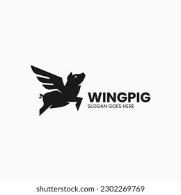 Vektorgrafik-Logo-Illustration Wing Pig Silhouette-Stil