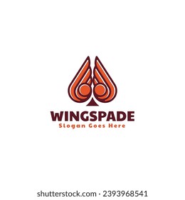 Vector Logo Illustration Wing Spade Simple mascot Style