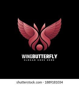Vector Logo Illustration Wings Butterfly Gradient Colorful Style.
