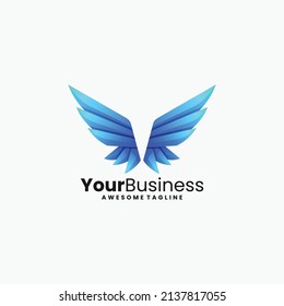 Vector Logo Illustration Wings Gradient Colorful Style.
