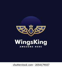 Vector Logo Illustration Wings King Line Art Style.