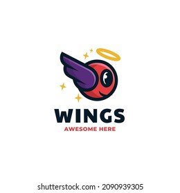 Vector Logo Illustration Wings Mascot Cartoon Style.