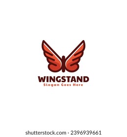 Alas de Ilustración con logotipo vectorial Estilo de mascota simple