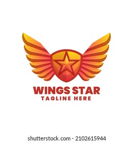 Ilustración con logotipo vector Wings Star Gradient Colorful Style.