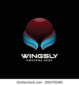 Vector Logo Illustration Wingsly Gradient Colorful Style.