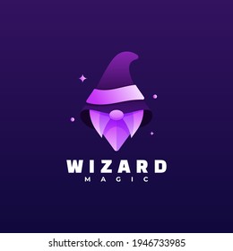 Vector Logo Illustration Wizard Gradient Colorful Style.