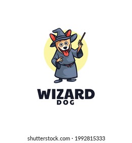 Vector Logo Illustration Wizard Mascot Cartoon Style.