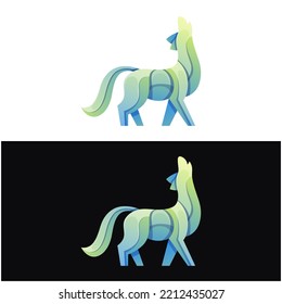 Vector logo illustration wolf  colorful style