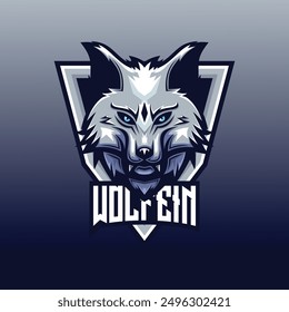 Vector Logo Illustration Wolf E- Sport and Sport Style.