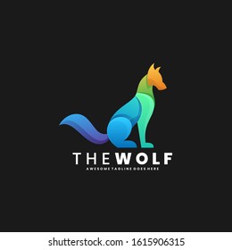 Vector Logo Illustration The Wolf Gradient Colorful