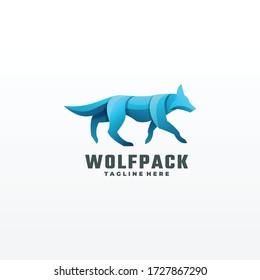 Vector Logo Illustration wolf Gradient Colorful Style 