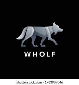 Vector Logo Illustration Wolf Gradient Colorful Style 