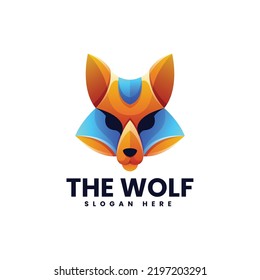 Vector Logo Illustration Wolf Gradient Colorful Style