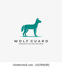Vector Logo Illustration Wolf Guard Silhouette Style