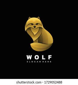 Vector Logo Illustration Wolf Luxury Style.