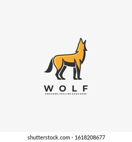 Vector Logo Illustration Wolf Mascot Cartoon