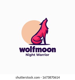 Vector Logo Illustration Wolf Mascot Cartoon Style.